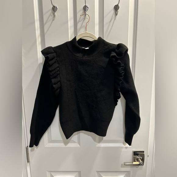 Topshop Black Ruffle Sweater - Picture 2 of 4